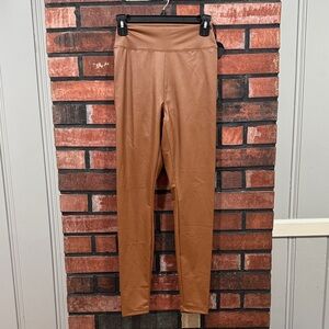 Arie Offline Brown Faux Leather Leggings